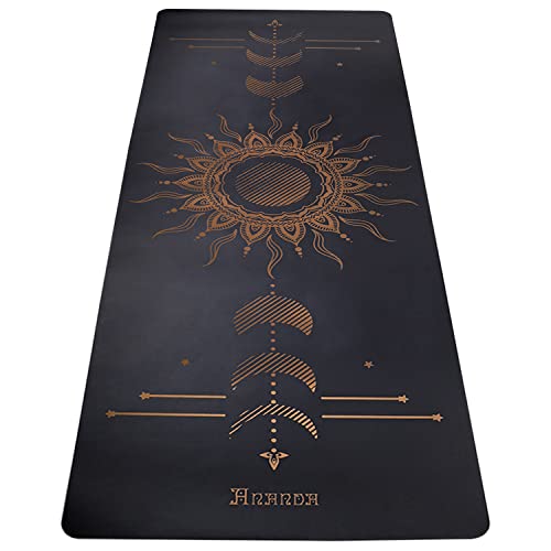 Ananda Glow in the Dark Yoga Mat with Moon Phases Alignment System and Free Bag – Eco-Friendly Sweat-Resistant Non-Slip Exercise Mat For Bikram Ashtanga Glow n Flow Yoga– Extra Long and Wide 4mm Thick