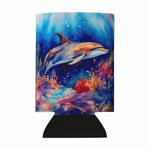 Caroline's Treasures Dolphin Can or Bottle Hugger Cooler Washable Drink Sleeve Collapsible Beverage Insulated Holder, Can Hugger, Multicolor