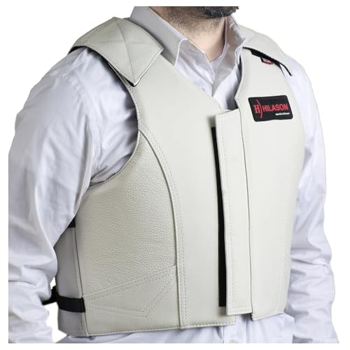 HILASON Safety Bull Riding Vest Protective Leather White | Equestrian Unisex Rodeo Men & Women