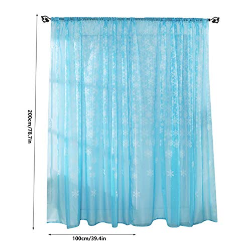 Omabeta Snowflake Pattern Transparent Printed Window Curtain Semi Sheer Curtains Faux Linen Grommet Window Panel Pair Voile Sheer Panels For Bedroom Living Room(Sky Blue) #TOP1