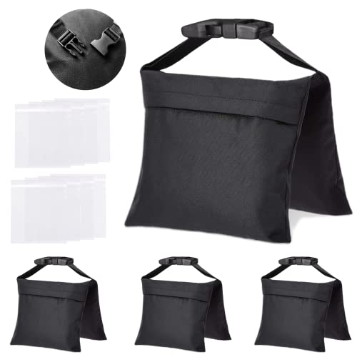 ifkdnr 4 Packs Sandbags, Heavy Duty Sand Bags with 8 PE Bags, Sand Bags with Buckle Straps for Support Light Stand, C Stand, Light Stand with Caster, More 2/4/6/8/10/12/14 Packs Sandbag to Choose.