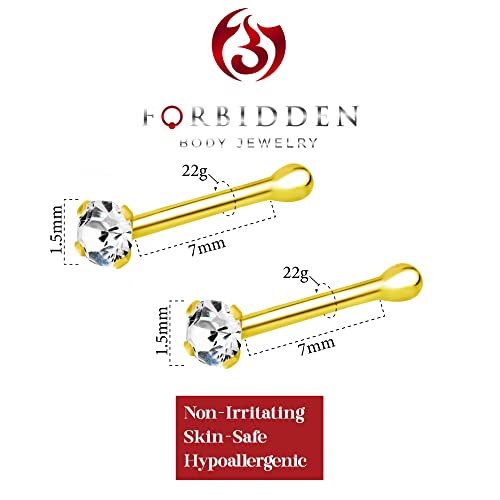 Forbidden Body Jewelry 18k Gold Plated CZ Nose Bone Studs #TOP20