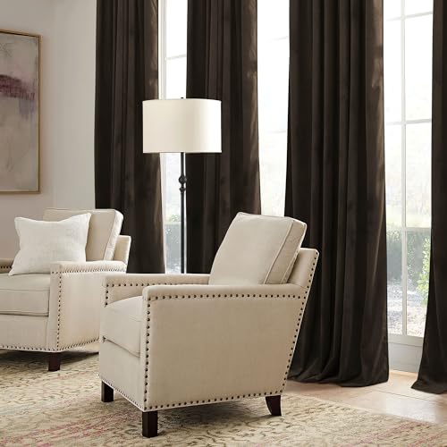 Image of RYB HOME Brown Velvet Blackout Curtains 84 inches Long with Hook Tape | Thermal Insulated, Privacy Protect, Room Darkening, Decorative Drapes, Bedroom Doorway Nursery, W42 x L84, 2 Panels