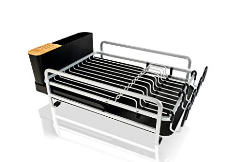 Foto von FLUXC® Geschirrhalter Abtropfständer Abtropfbehälter Abtropfgestell für Küche schwarz Utensilienhalter Besteckkorb Küchen Organizer Geschirr spülbecken besteck trockner
