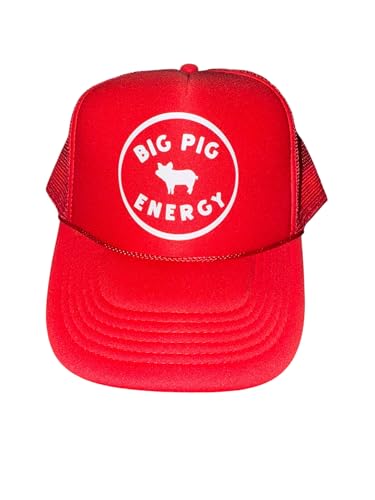 Big Pig Energy Trucker Hat – Red Snapback Hogs Hat for Women, Arkansas Tailgate Cap, Game Day Football Style, Baseball, Sports, Lake, Pool, or Beach Hat