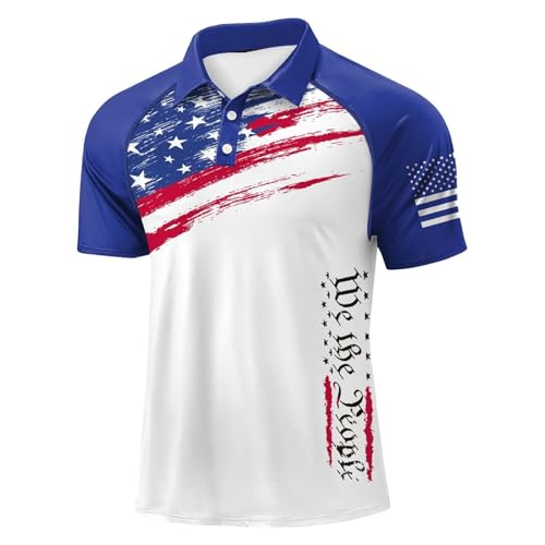 Image of Men's T-Shirts UK Independence Day Printed Short Sleeve Polos Shirt Button Up Henley Neck Casual Summer Tops Regular Fit Breathable Shirts Trendy Pullover Holiday Wear Tees