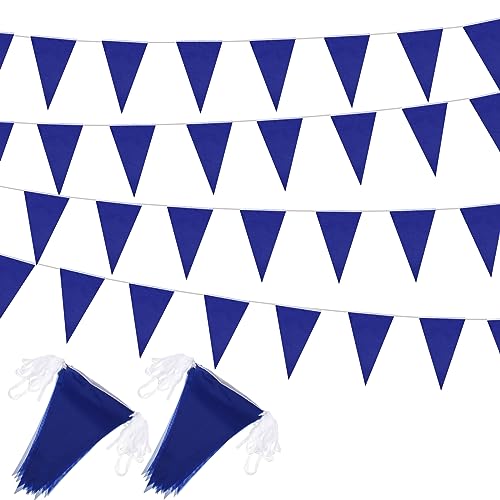 Panelee 300 Feet Blank Pennant Banners Flags String Hanging DIY 180 Pcs Triangle Bunting Pennant Garland for Grand Opening Graduation Birthday Party Decoration Festival Celebration Outdoor(Blue)