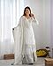 FASHION FRONTIER Beautiful Heavy Chinnon Silk New Punjabi Style Sharara Suit For Women Ready To Wear Salwar Kameez With Dupatta (US, Alpha, Large, Regular, White)