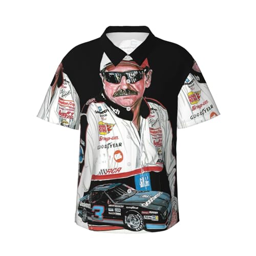 Dale Cool Car Earnhardt Men Button Down T-Shirt Basic Short Sleeve Hawaiian Shirts Gym Workout Tops Print Shirt Beautiful Outdoor Tee for Fishing XX-Large