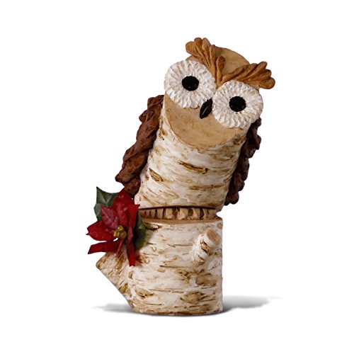 Hallmark Christmas Ornament 2018 Year Dated, Owl Poinsettia Birch Tree Branch