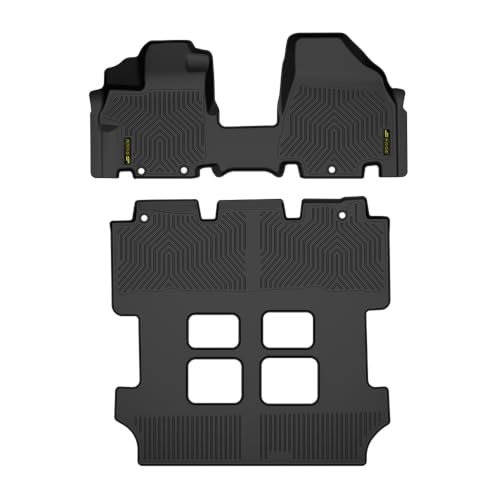 PIT66 TPE Floor Mats Fit Honda Odyssey 2011 2012 2013 2014 2015 2016 2017 1st & 2nd Row & 3rd Row Truck Accessories Cargo Liners All Weather Protection alfombras para carro 2Pcs Black