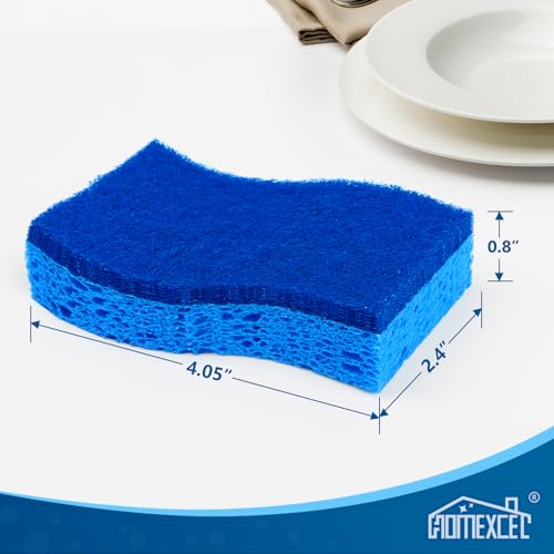Image of HOMEXCEL Sponges Kitchen 24pcs Non-Scratch for Dishes, Blue Scrub Cleaning Sponge for Non-Coated Cookware, Dishes, Pots, Pans, Dual Sided Dish Sponge for Kitchen, Household, Bathroom