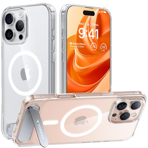 Image of TORRAS Ostand L1 Guardian Cover for iPhone 16 Pro Max with Invisible Stand, Anti-Yellowing Clear Back & Heavy Duty Protection Case Original Imported - Diamond Clear