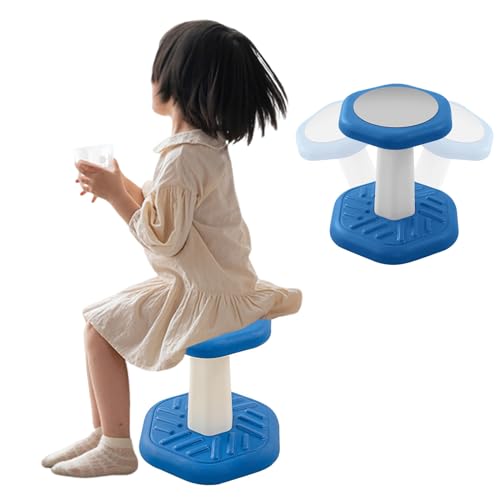 Image of Kid's Wobble Stool, Flexible Classroom Seating for Toddler Ages 3-8, Active Chairs Preschool Desk Chair for Classroom, Balance Sensory Wiggle Chair, Anti-Slip Base, 14 inch High, Tool-Free Assembly,Blue