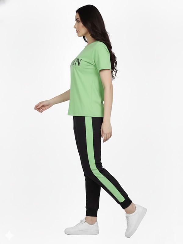 Image of DTR FASHION Women's Polyester Blend Queen Letter Print Tracksuit | Co-ord Set For Women| Active Wear Suit Set For Women