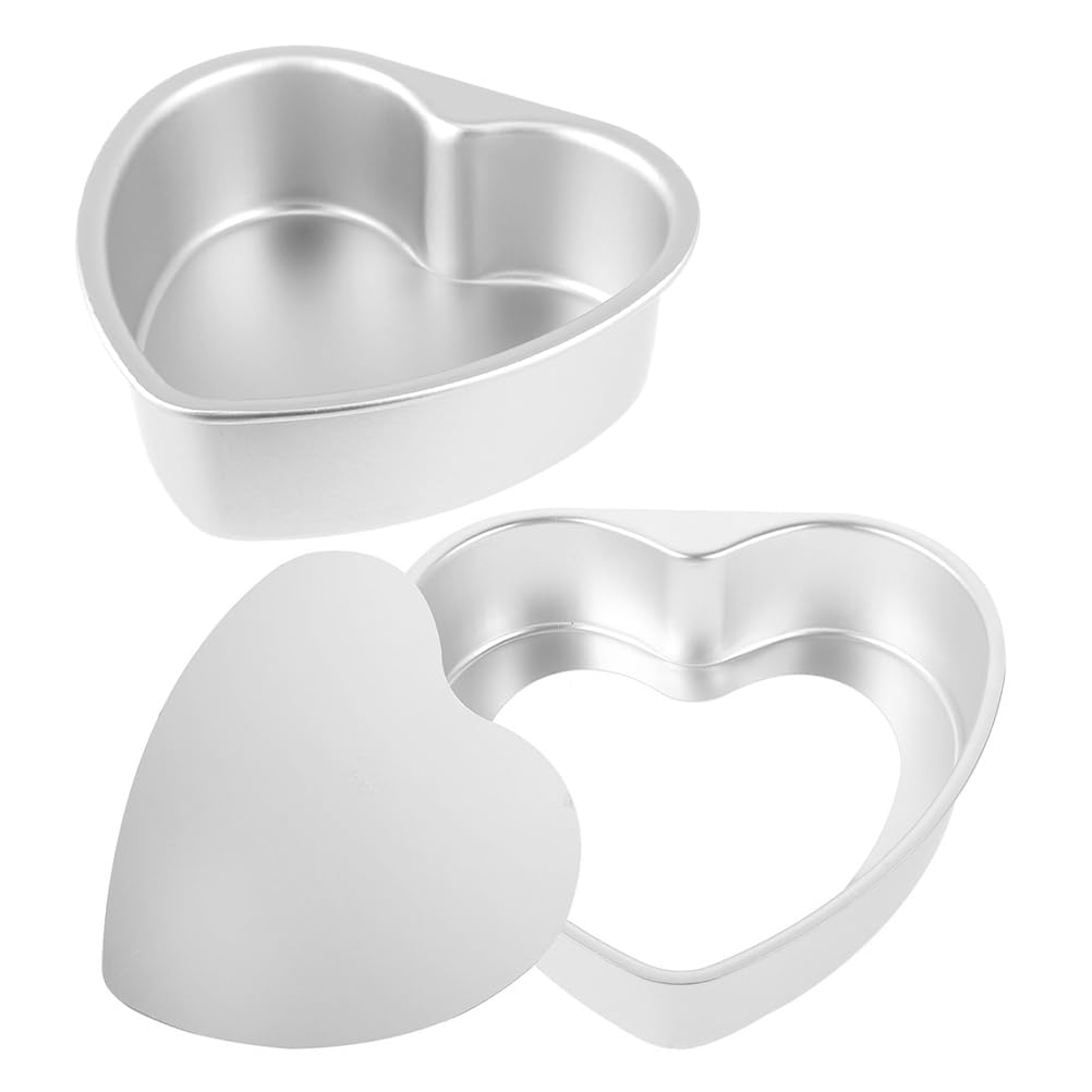 INOOMP Moule à Gâteau Cœur 7 Pouces en Alliage D’aluminium, 2 Pièces