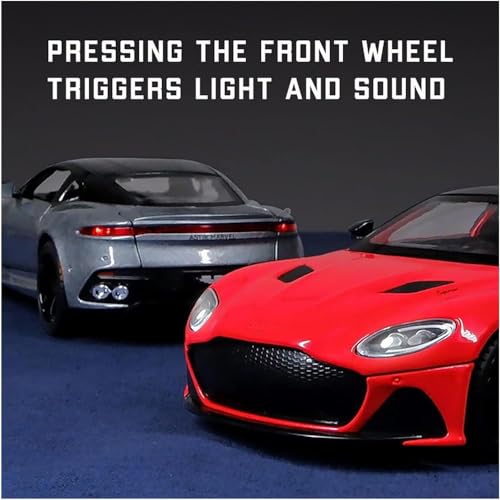 Image of 1:24 Alloy Die Cast Metal Car Scale Model Aston Martin Metal Diecast Car Pullback with Sound Light Toy Car for Kids Best Gifts Toys for Boys. (Red)