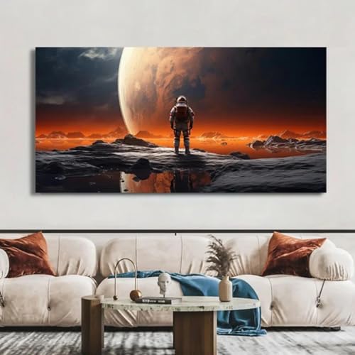 Astronaute sur la lune tableau mural pour salon contemporain