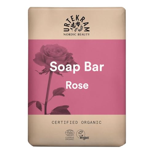 Image of Urtekram Solid Soap Rose - 100g - Natural Body Soap with Organic Rose Oil - 99.9% Natural Ingredients - Palm Oil Free - For All Skin Types - Gentle Cleansing - Vegan