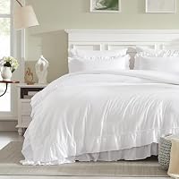 Cupocupa White Queen Comforter Set, 3Pcs Ruffle Comforters Queen/Full Size Farmhouse Bedding Sets with Comforter, Lightweight Fluffy Soft Shabby Chic Bedding Comforter Sets — image 3