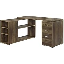 BELLEZE L Shaped Computer Desk, 60 Study Writing Table Home Office Desk Morden Corner Workstation Setup with Adjustable Storage Shelves and 3 Drawers, Rustic Oak