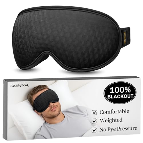 100% Blackout Eye Masks for Sleep: Comfortable Weighted Sleep mask for deep Sleep - 3D Contoured - Zero Eye Pressure and Eyelash Free - Airplane Travel Nap Essentials - Memory Foam, Black