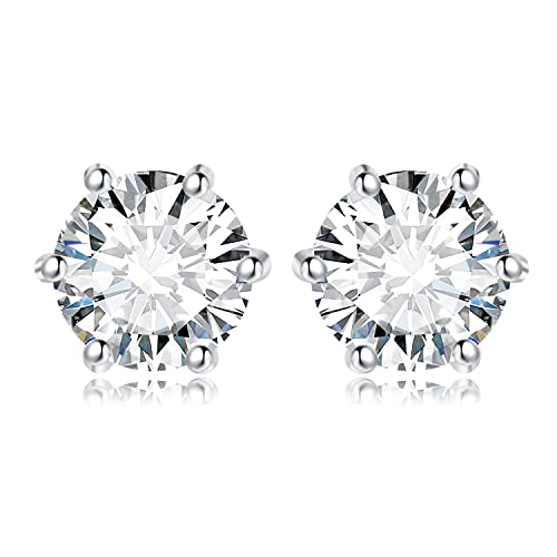 JewelryPalace Round Cut 2ct Cubic Zirconia Solitaire Stud Earrings for Women, 925 Sterling Silver 14k White Gold Plated Earrings for Her, Classic Simulated Diamond Earrings Jewelry Sets