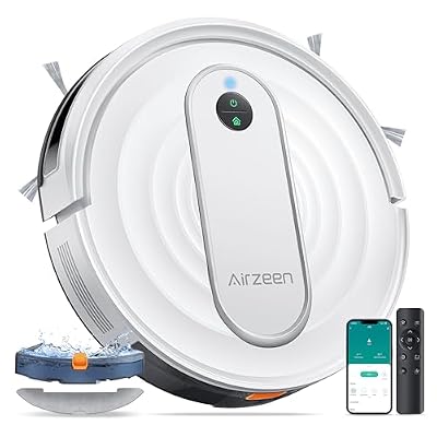 Airzeen Robot Vacuum and Mop with 4000Pa Powerful Suction, 3-in-1 Cleaning, Smart APP & Alexa Control, Self-Charging Robot Vacuum for Pet Hair, Carpets & Hard Floors