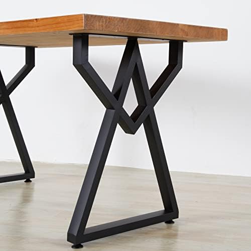 ZGRY Table Legs [2 Pack] Metal Furniture Legs 28" X20" Cast Iron Bench Legs, Black Industrial Country Style Metal Dining Desk Legs Office Legs