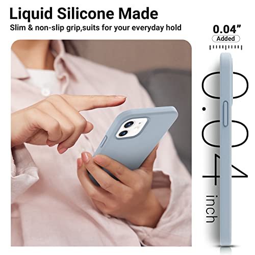 Aotesier Compatible With Iphone 12 Case And Iphone 12 Pro Case 6.1 Inch,Silky Touch Premium Soft Liquid Silicone Rubber Anti-Fingerprint Full-Body Protective Flexible Bumper Case (Baby Blue) #TOP2
