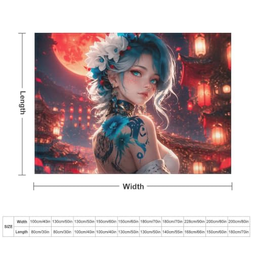 TBDUEPS Anime Girl with Blue Hair pour Déco d'hiver, Plaid Doux 50"x70" – vue 2