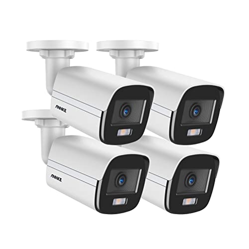 ANNKE NC400 4 Pack Add-On 4MP PoE IP Bullet Security Camera with True Full Color Night Vision, H.265+ Surveillance Camera Outdoor with 120dB WDR & 3D DNR, Audio Recording, IP67 Weatherproof