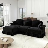 BLUON HOME Sofá modular, delantal desmontable (negro)