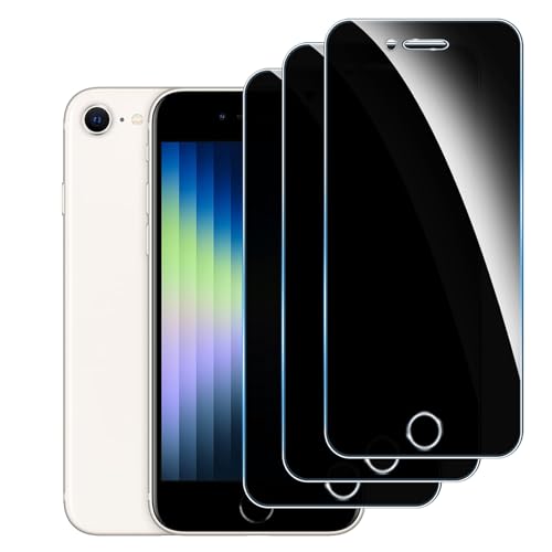 LYPHPE 【3 Piezas】 Protector Pantalla Privacidad para iPhone SE 2022/2020,Cristal Templado Anti Espía,Anti Espía Vidrio Película,9H Dureza,Anti Arañazo,Sin Burbujas,Privacy Screen Protector