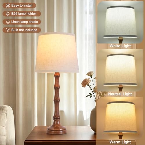 Lamps Set of 2 Modern Farmhouse Table Lamp Bedside Reading Lamps Living Room End Tables Set Lamps for Night Stands Bedroom Night Lamp,High 26.25 Inch,Brown,With Fabric Lamp Shade,Bulb Not Included by Terpsichore - Used condition - Image 4