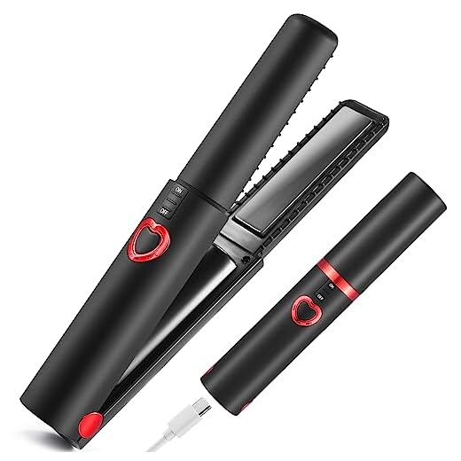 Cordless Hair Straightener, Mini Cordless Flat Iron 2 in 1, Portable with USB-C Rechargeable 4800mAh Battery, Ceramic Plate, Anti-Scald & 3 Adjustable Temp, Dual Voltage, Travel Size Preferred Gifts
