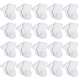 Janmercy 20 Pair Preemie Socks Baby Boy Girls Newborn Premature Terry Cotton Socks for Unisex Baby (White)