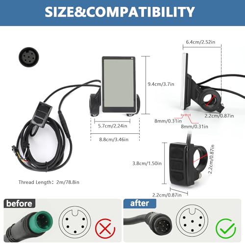 Electric Scooter LCD Display Meter Speedometer ABS Electric Scooter Display Screen Control Panel with 6 Core Water Connector for 24V 36V 48V 60V by Yosoo Health Gear - Image 4