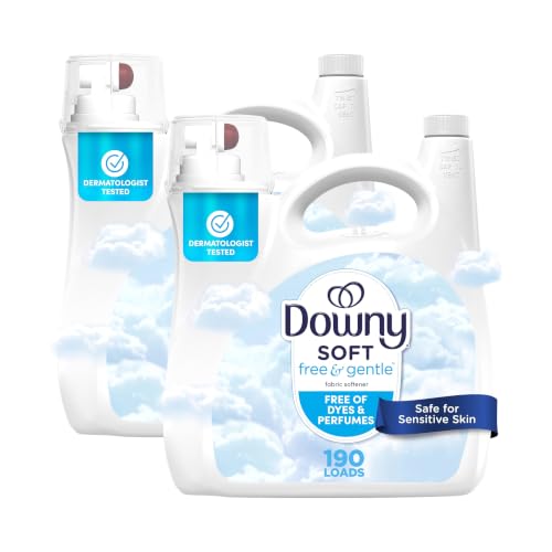 Downy Free & Gentle Liquid Fabric Softener,140 fl oz,190 Loads,Hypoallergenic,Sensitive Skin Friendly Fabric Conditioner Liquid,(Pack of 2)