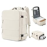 coowoz Mochila de viagem grande para mulheres homens mochila de ginástica impermeável com compartimento para laptop, Bege, Large