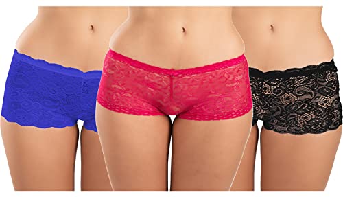 Image of FIMS - Fashion is my style Cotton Lycra Net Boy Short Panty for Womens, Mid Rise, Satin, Hipster Panties, Daily Use, Back and Front Coverage, Brief, See Main Image to Check How Many Panty You Will Get