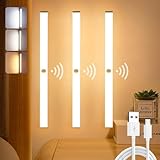 RENDIN Luces para Debajo del Clóset, 30CM Lampara LED Recargable Brillo Ajustable con 3 Colores,Se Puede Utilizar Como...