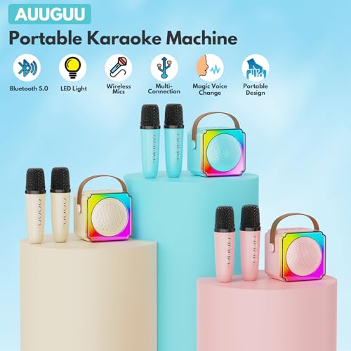 AUUGUU Karaoke Machine for Kids (Blue -2 Mic) by AUUGUU - Used condition - Image 2