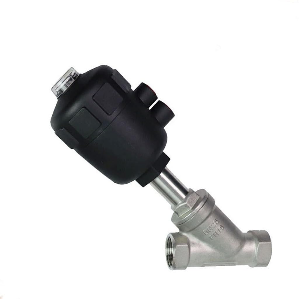 Válvula de Asiento neumática de Acero Inoxidable de Doble Efecto, 1,6 MPa, 1 Unidad, for el hogar, válvula de Asiento Angular, Sellado de PTFE, Normalmente Cerrada, 1/2", 3/4", 1"(1-1/4")