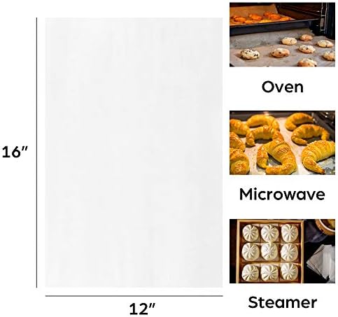 WRAPOK Baking Parchment Paper Greaseproof Cooking Sheets White Non-Stick Pre-Cut Liners for Kitchen Home, 12 x 16 Inch (50 Count)