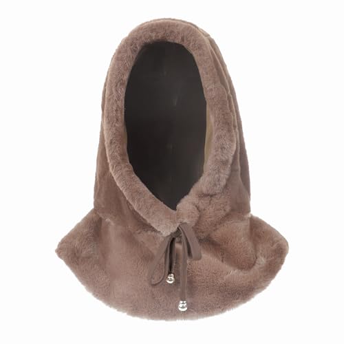 FakeFace Cagoule Chaude en Fausse Fourrure Balaclava Thermique Chapeau de Ski Cache-Cou Bonnet Multifonction Coupe-Vent Balaclava Chaud Réglable pour la Course Ski Cyclisme