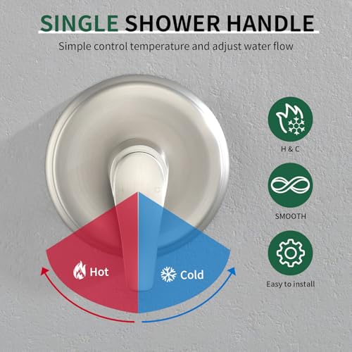 Wall Mount Rough-In Valve Shower Valves Shower Faucet Bathroom Trim Kit Single Handle Tub Shower Valve Mixer Brushed Nickel by SHAMANDA - Image 3