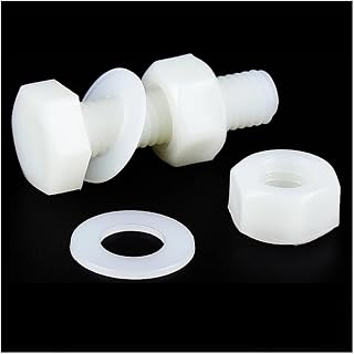 20/50 Uds M3 M4 M5 M6 M8 juego de arandelas de tuerca de tornillo Hexagonal de nailon blanco tornillo de cabeza Hexagonal con rosca métrica perno aislado de plástico Tornillos de sujeción(Color:25mm,S