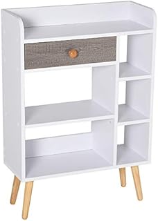 HOMCOM Sideboard Storage Bookcase Freestanding Drawer and 6 Shelves, Home Office Furniture White