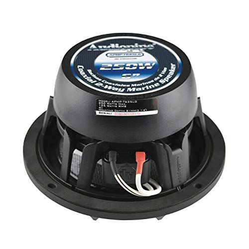 Audiopipe Apmp-T625Ld 6.5 Inch 250 Watt Max, 4 Ohm Marine Audio 2 Way Coaxial Stereo Speaker With Led Lights And 1.2 Inch Kapton Voice Coil, Silver #TOP1